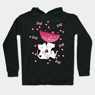 Happy Valentine's day -Cats in love and  rain of love Hoodie